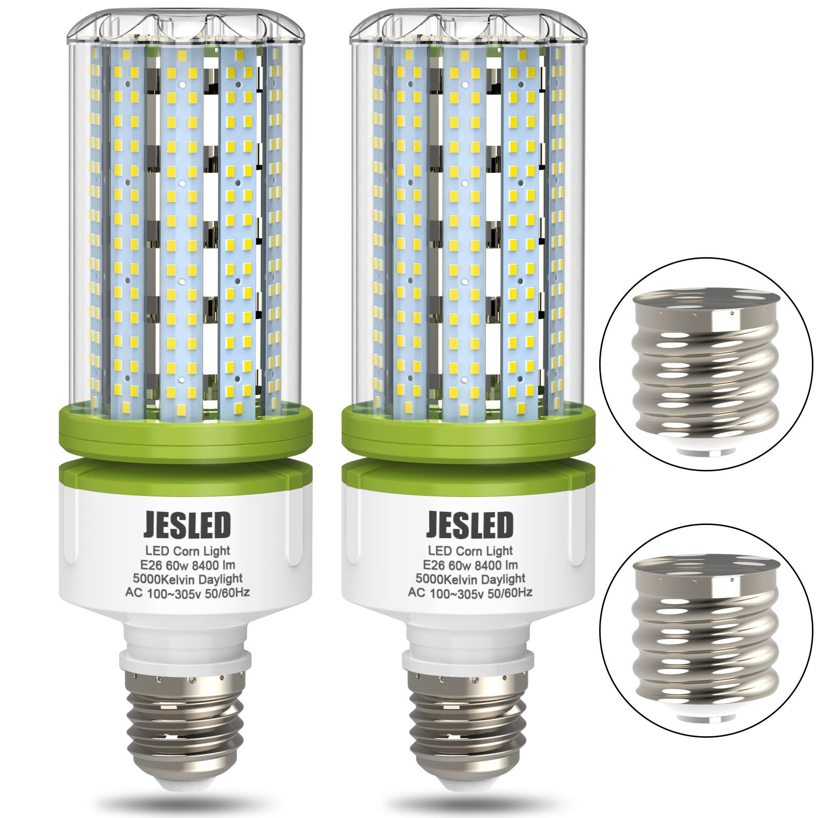 60W 8400lm LED Light Bulbs 5000K Daylight Home Workshop Energy Efficient E26 E27