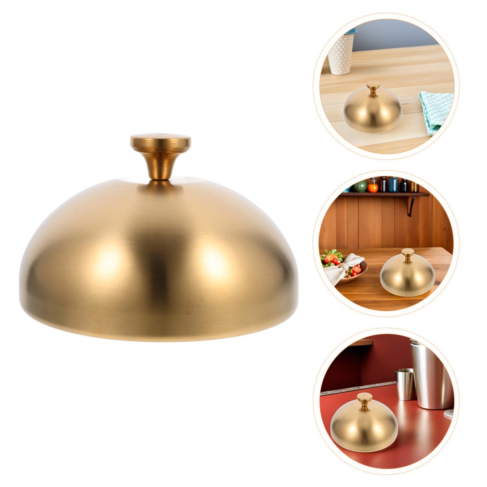 Stainless Steel Food Dome Cover 6.68inch/17cm (Gold) – Serving Plate Lid Round