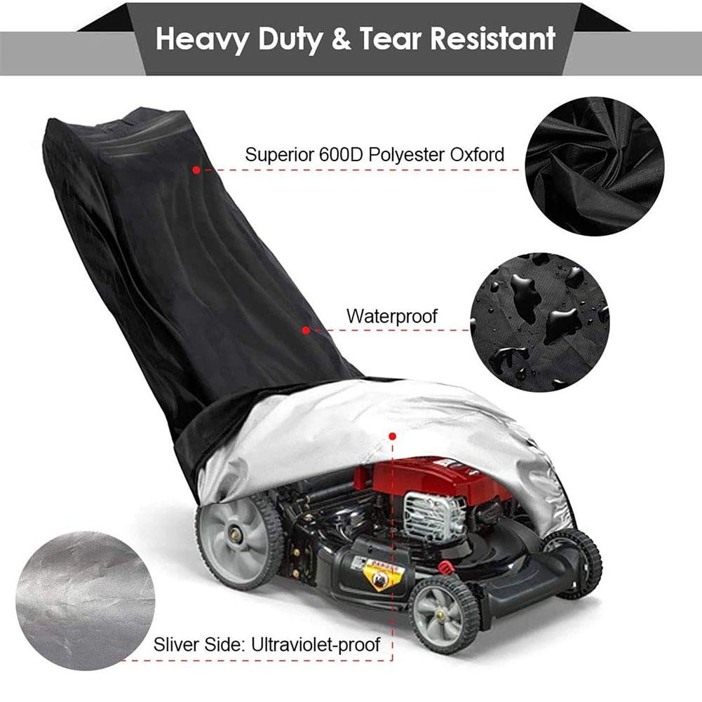 Waterproof Lawn Mower Cover UV Protector Heavy Duty Push Mower Universal Large