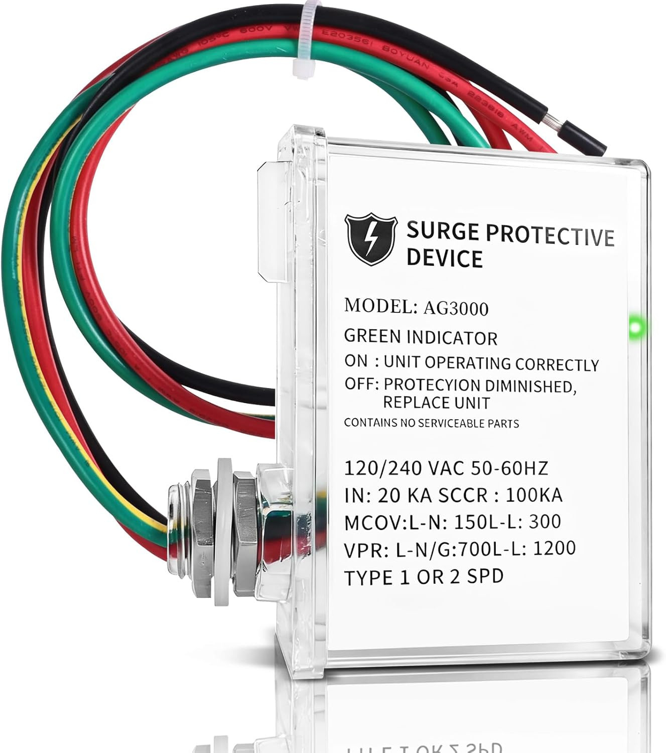 AG3000 HVAC Surge Protector 120/240V, Whole House SPD for AC & Heat Pumps