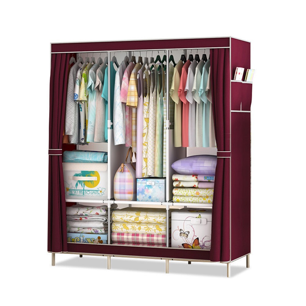 Closet Wardrobe Clothes Rack Portable Storage Holder Organizer Dustproof Cover