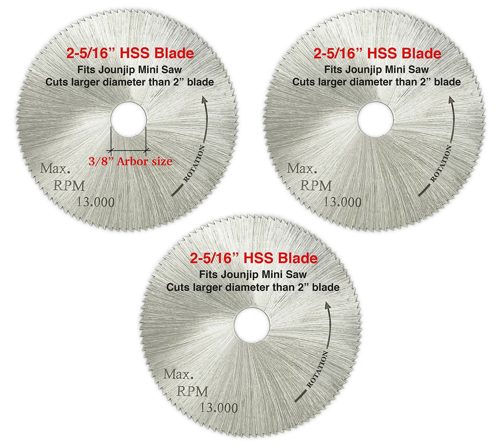 3 pack 2 5/16″ x 100T x 3/8″ HSS Saw Blades -for Mini Miter Cut Off Chop Saw …