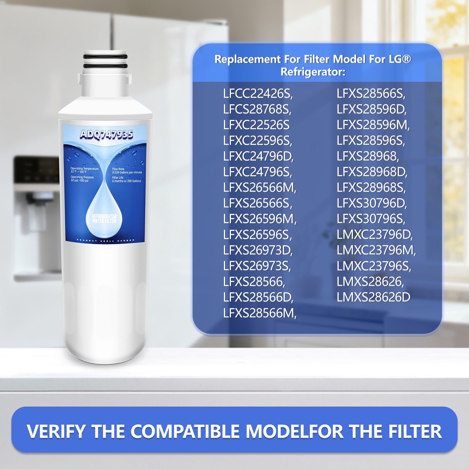 Replacement Fridge Refrigerator Ice Water Filter LG LT1000P ADQ747935 4pack