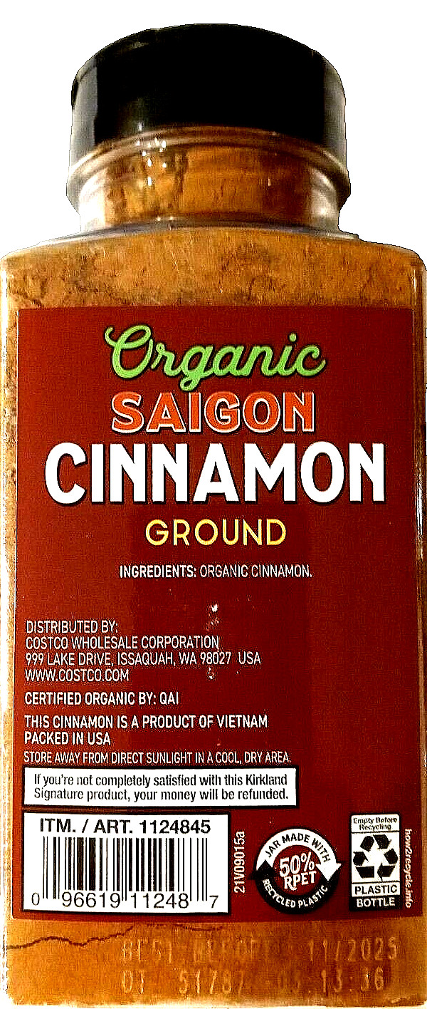 Kirkland Signature ORGANIC Ground Saigon CINNAMON 10.7 oz (303g) EXP 11/2025