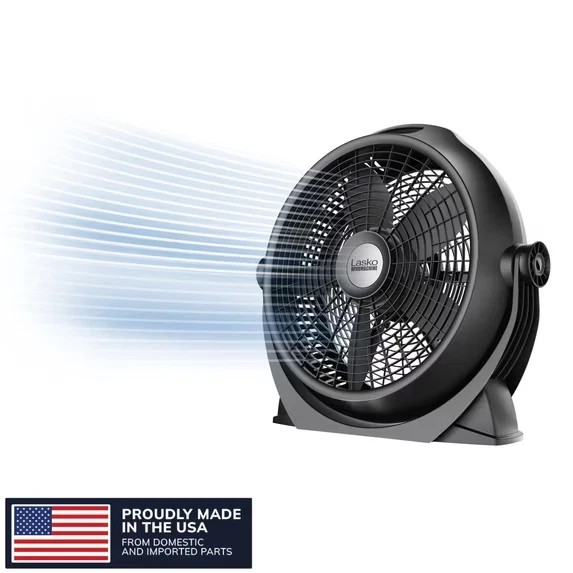 Lasko WindMachine 20″ Large Floor Fan, 3-Speed, Black, A20305