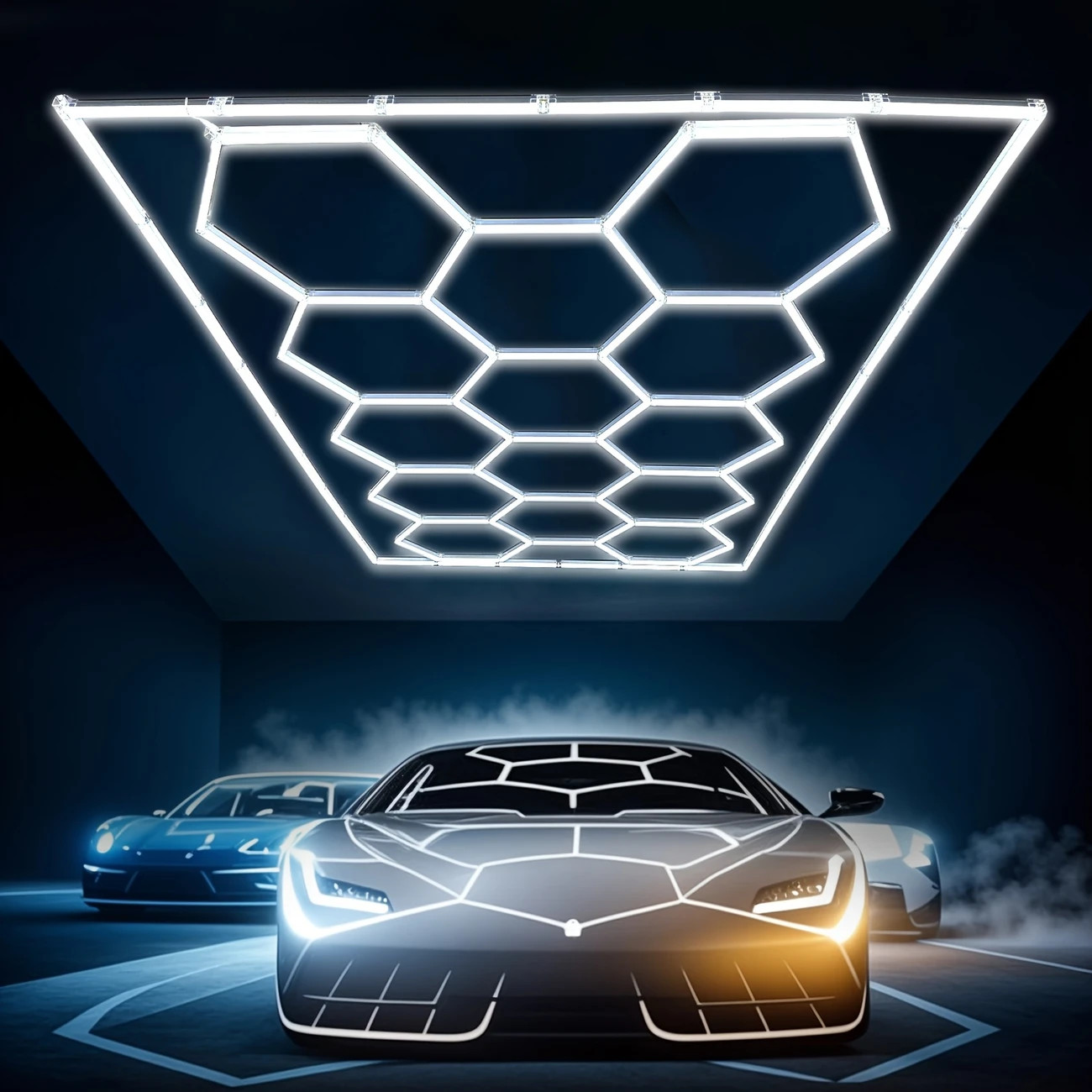 14 Hexagon LED Lighting Car Detail Garage Workshop Gym Honeycomb Lights 6500K US
