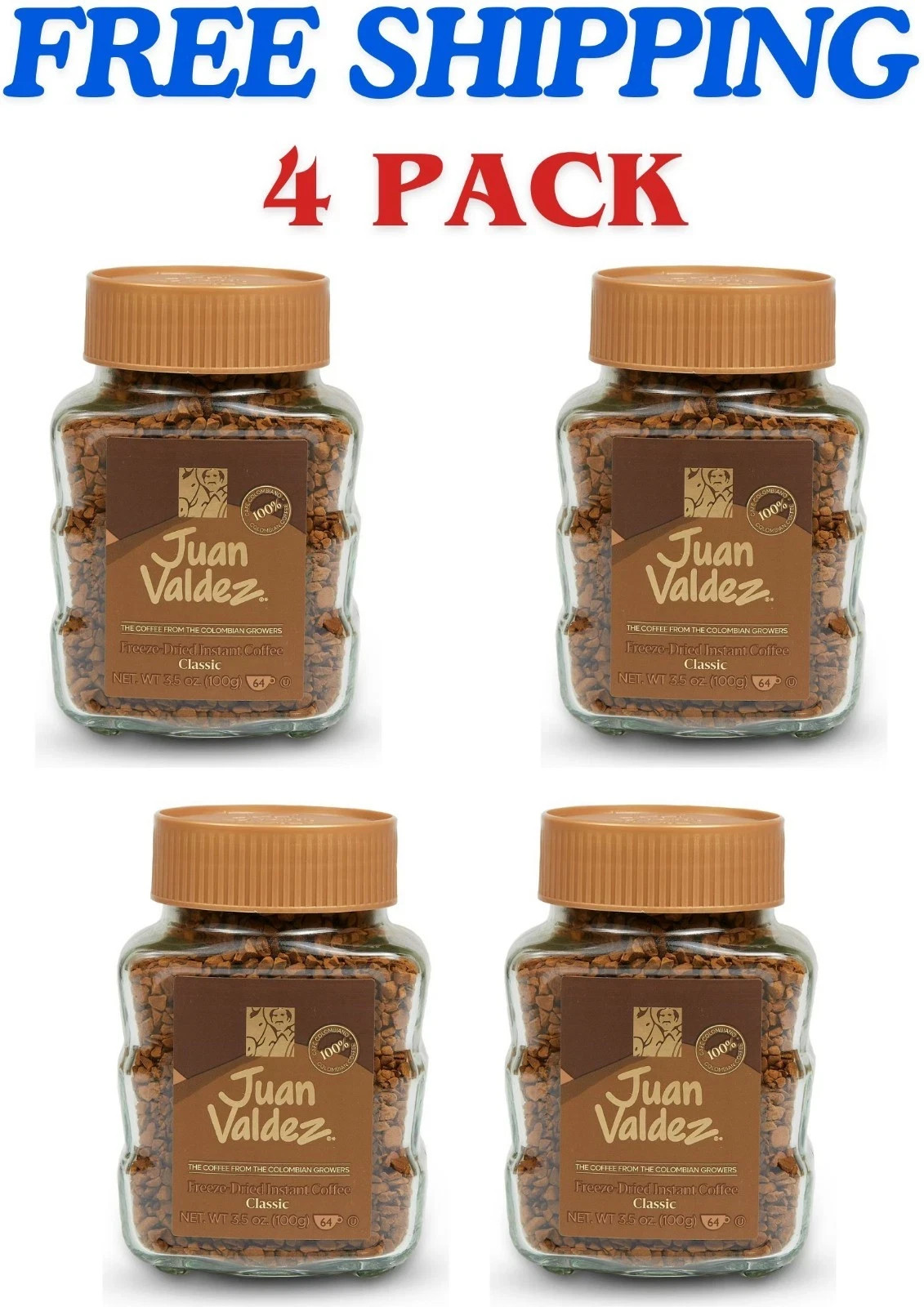 Juan Valdez Instant Coffee, Classic Freeze Dried, 3.52 Oz (PACK OF 4)