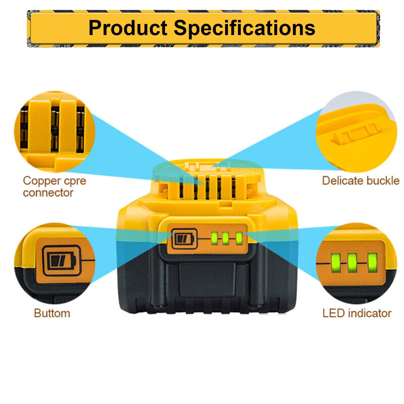 2Pack 8.0AH For Dewalt 20V 20Volt Max XR Lithium Battery DCB206-2 DCB205 DCB200