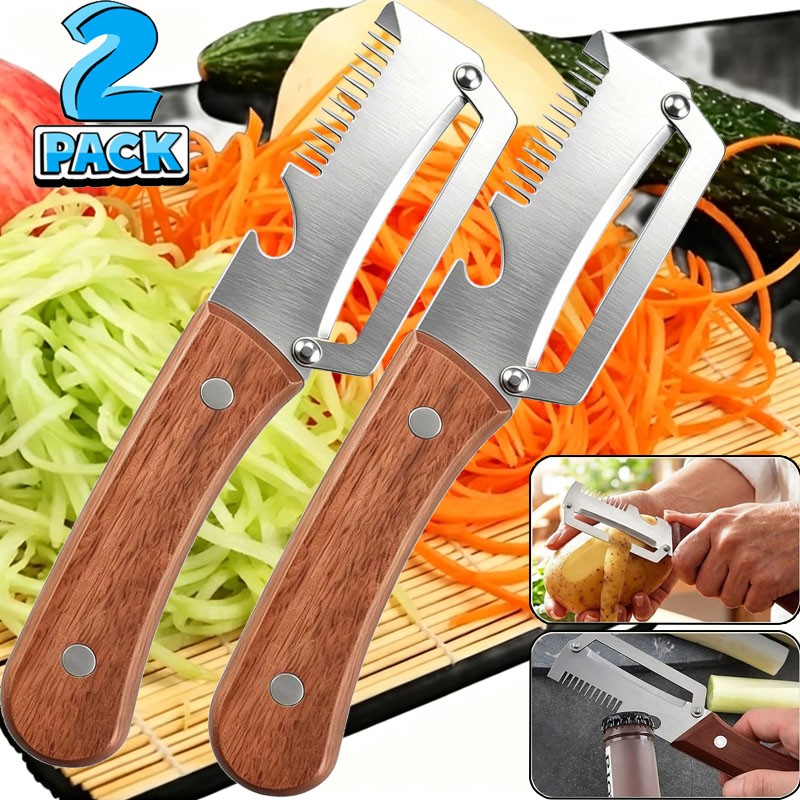 2PCS 3 in 1 Multi-Functional Vegetable Peeler for Kitchen Stainless Steel Peeler
