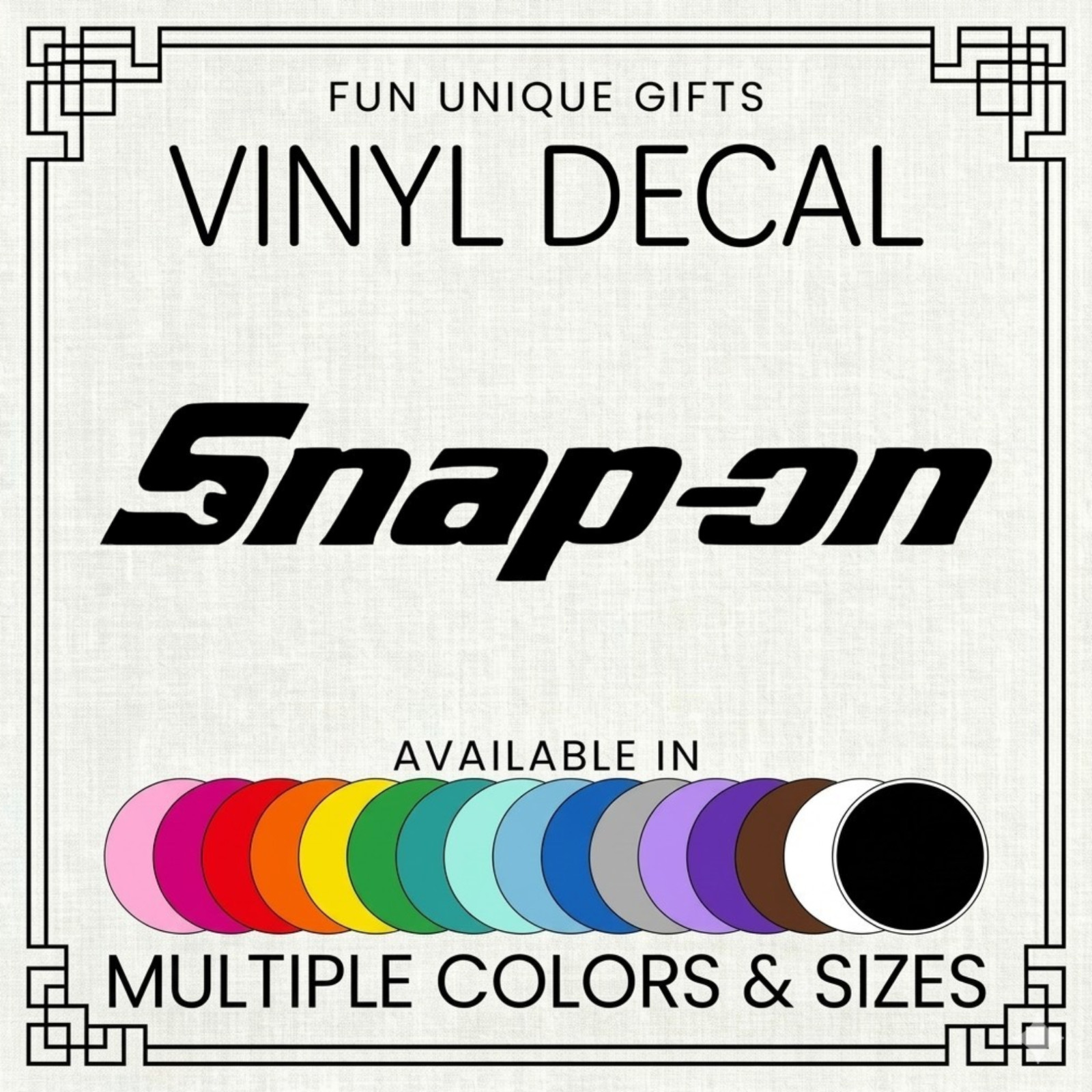Snap On Vinyl Decal Sticker -Multiple Colors & Sizes- SHIPS FREE!