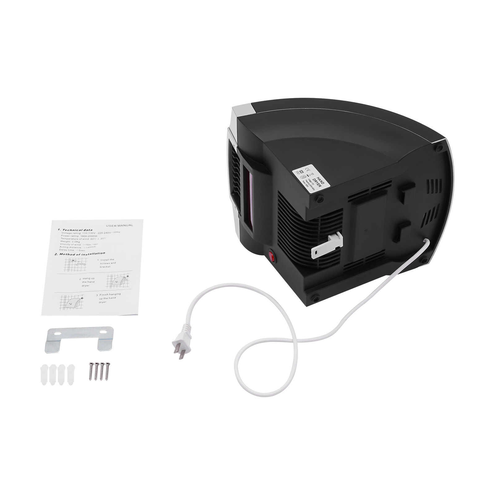 1800W Commercial Automatic Hand Dryer High Speed Hot Air Hand Blower Household