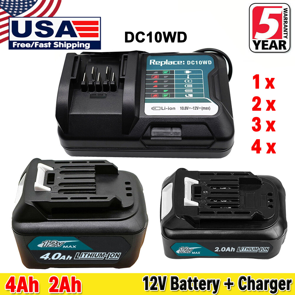 For Makita 12V Battery / Charger MAX 4.0Ah BL1041B 1040B BL1021B BL1020 DC10WD