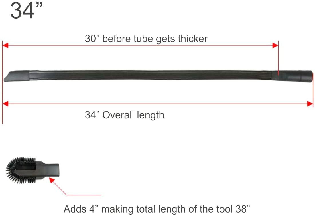 Flexible Long Reach 34″ Crevice Tool Vacuum Attachment with Detachable Brush