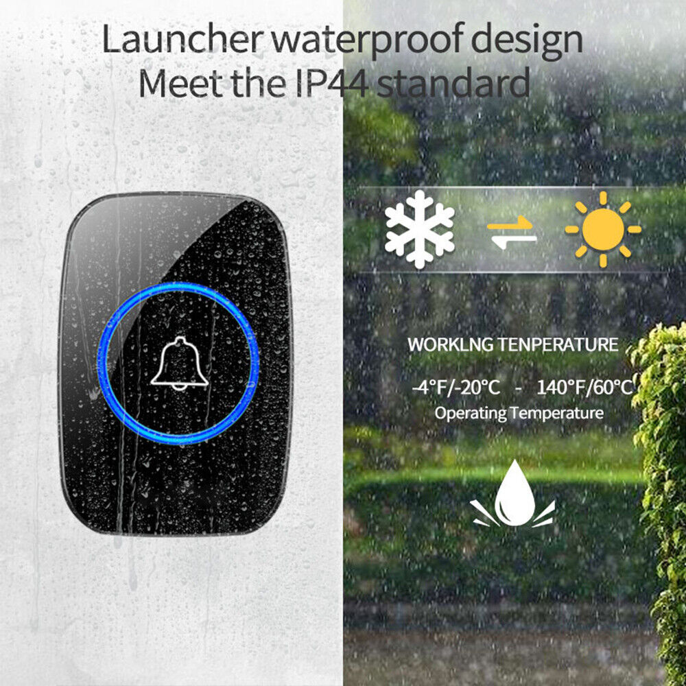 Wireless Doorbell Chime Waterproof Receiver Adjustable Volume 1000FT Kit USA