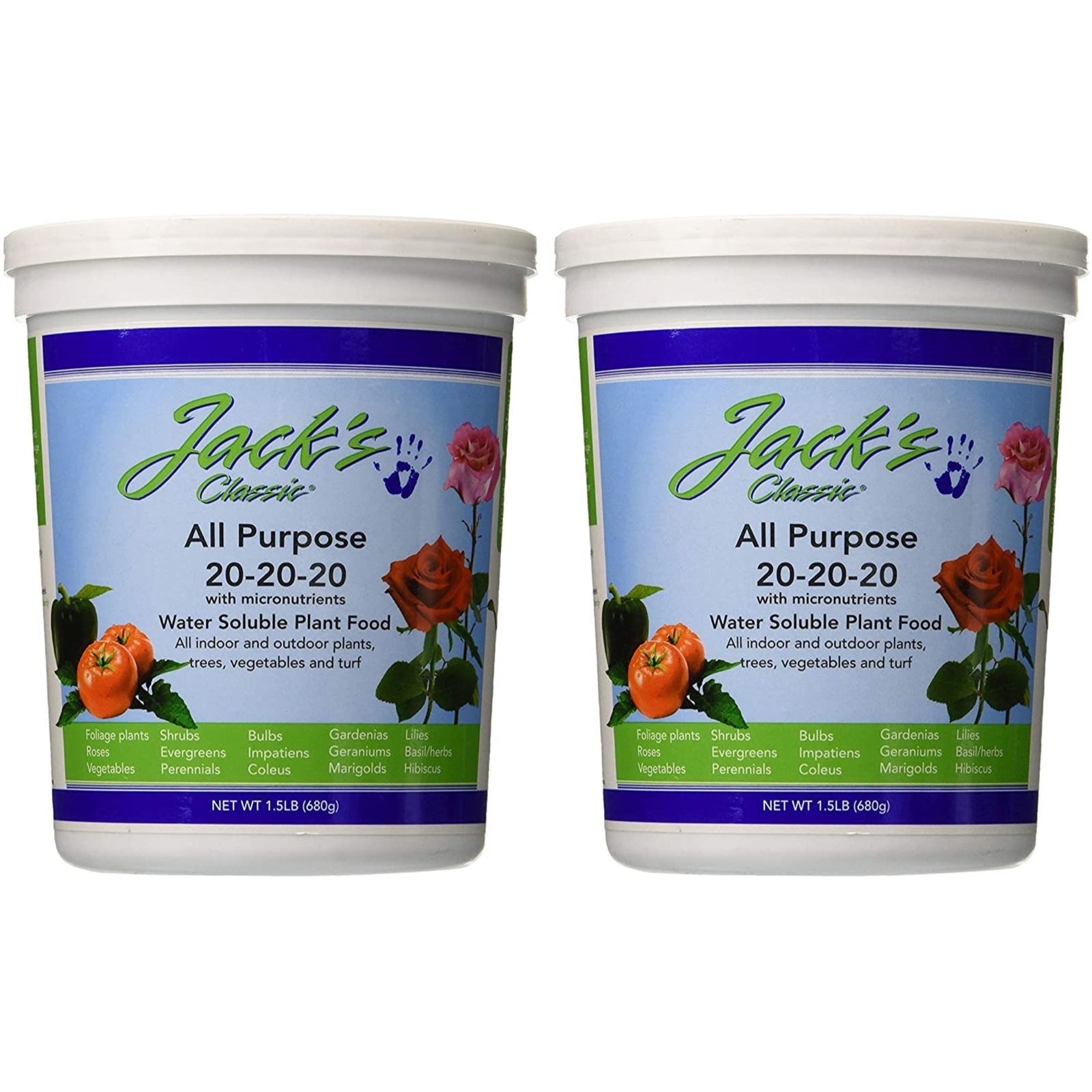 JRP Jack’s Classic Water Soluble All Purpose Fertilizer, 20-20-20, 1.5# – 2 pack