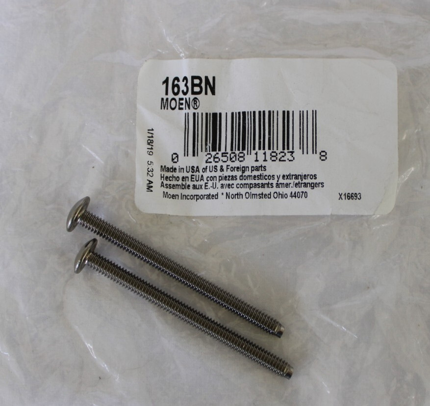 Moen 163BN – Shower Trim Screws, Pack with 2 Screws – Brushed Nickel