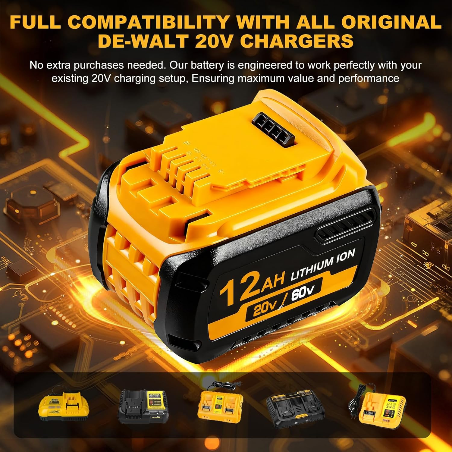 Replacement for DeWalt DCB612 609 20V MAX 12Ah 1Pack Li-Ion Battery Compatible