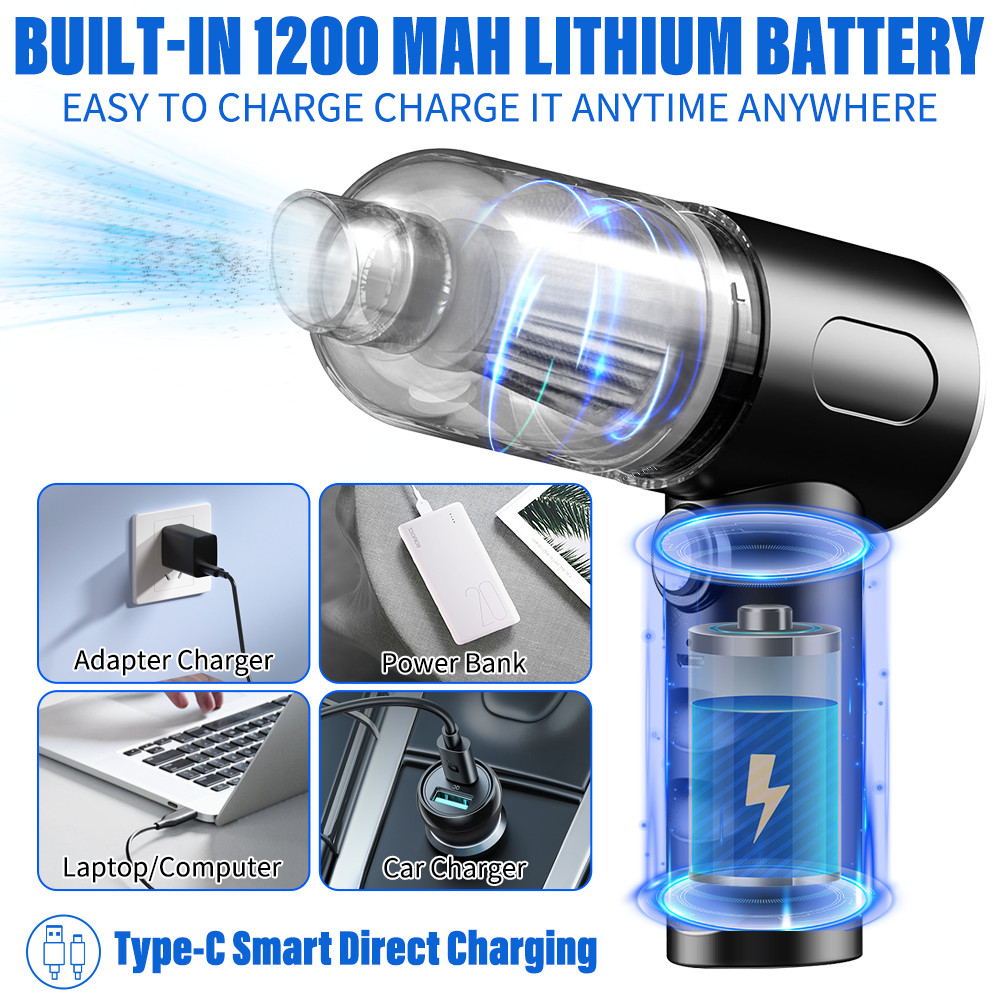 Cordless Electric Mini Air Duster Blower Vacuum Cleaner for PC Computer Car Home
