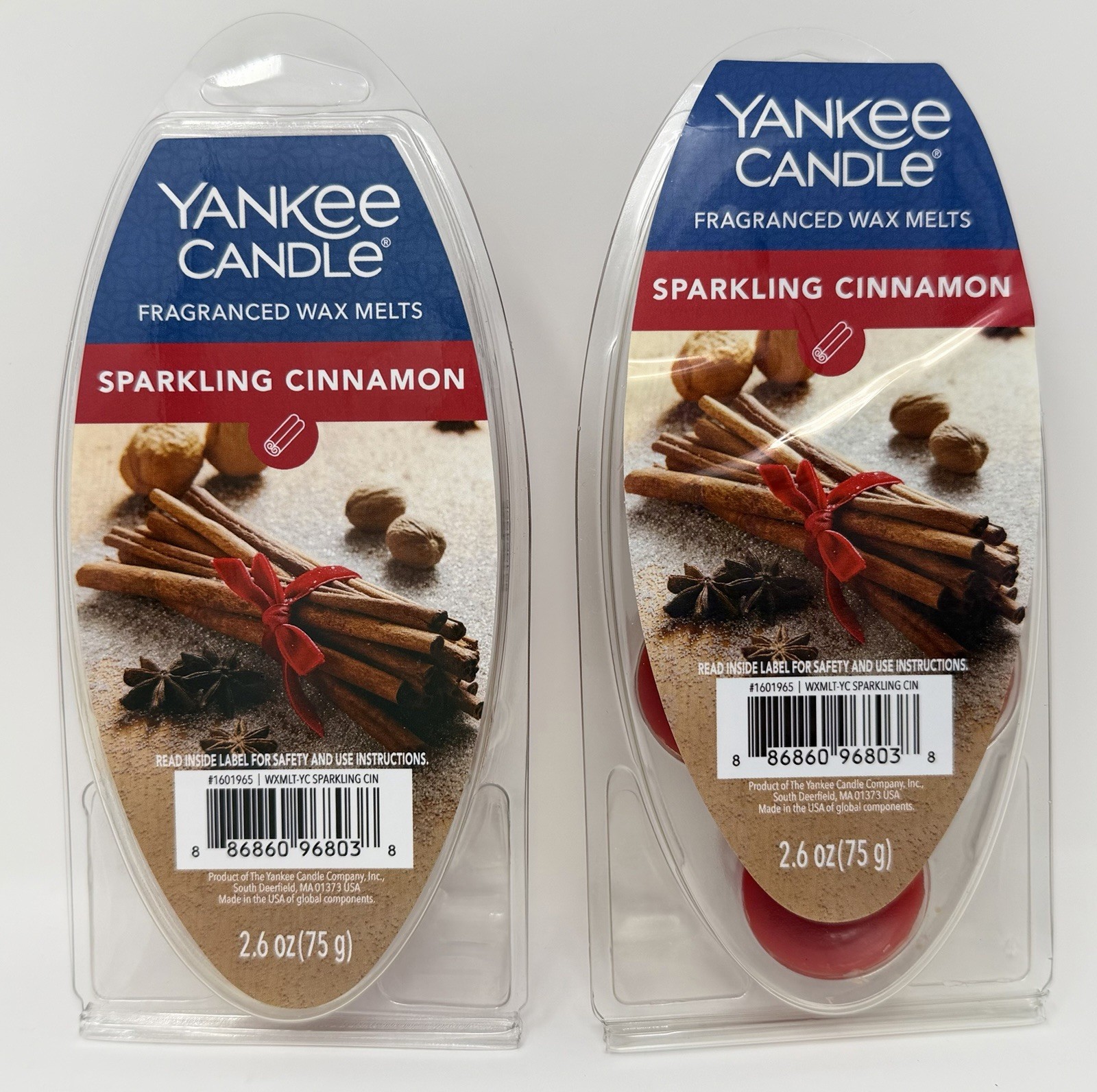 Yankee Candle SPARKLING CINNAMON Fragranced Wax Melts, 2.6oz LOT OF 2
