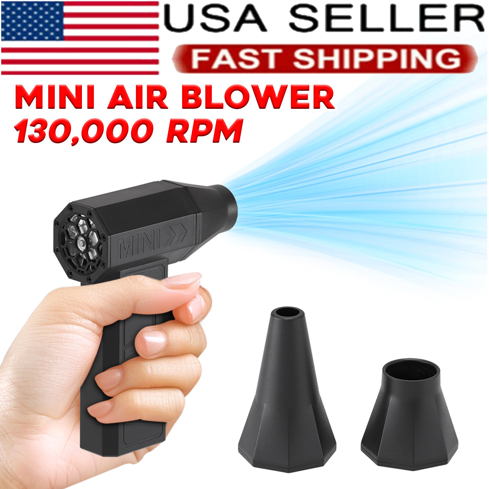 130000 RPM Compressed Air Duster Mini Portable Air Blower Fan Cleaning Tools US