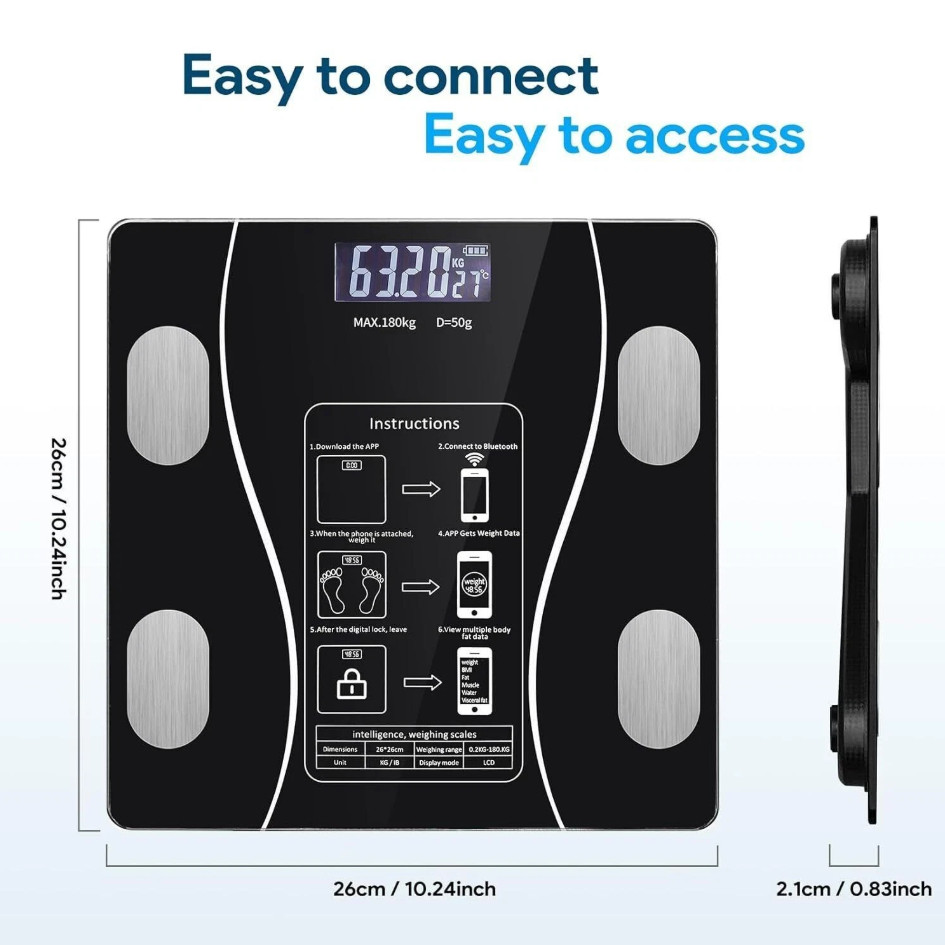 Digital Bluetooth Body Fat Scale High Precision Weight Scale Backlit Display US