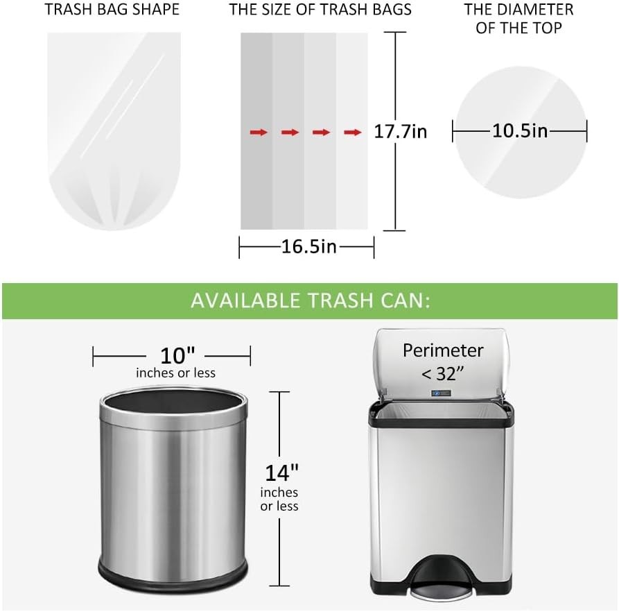 200 Counts 2 Gallon 1.8-2 Gal Small Trash Bags Garbage Bags by RayPard fit 1….
