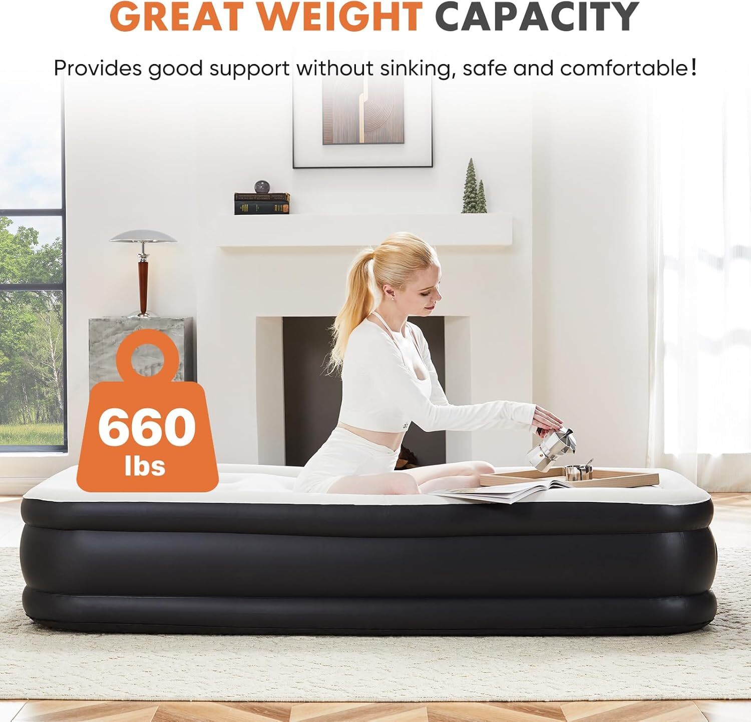 Twin Queen Air Blow Up 16″ 18″ Inflatable Mattress Airbed with Built-in Pump