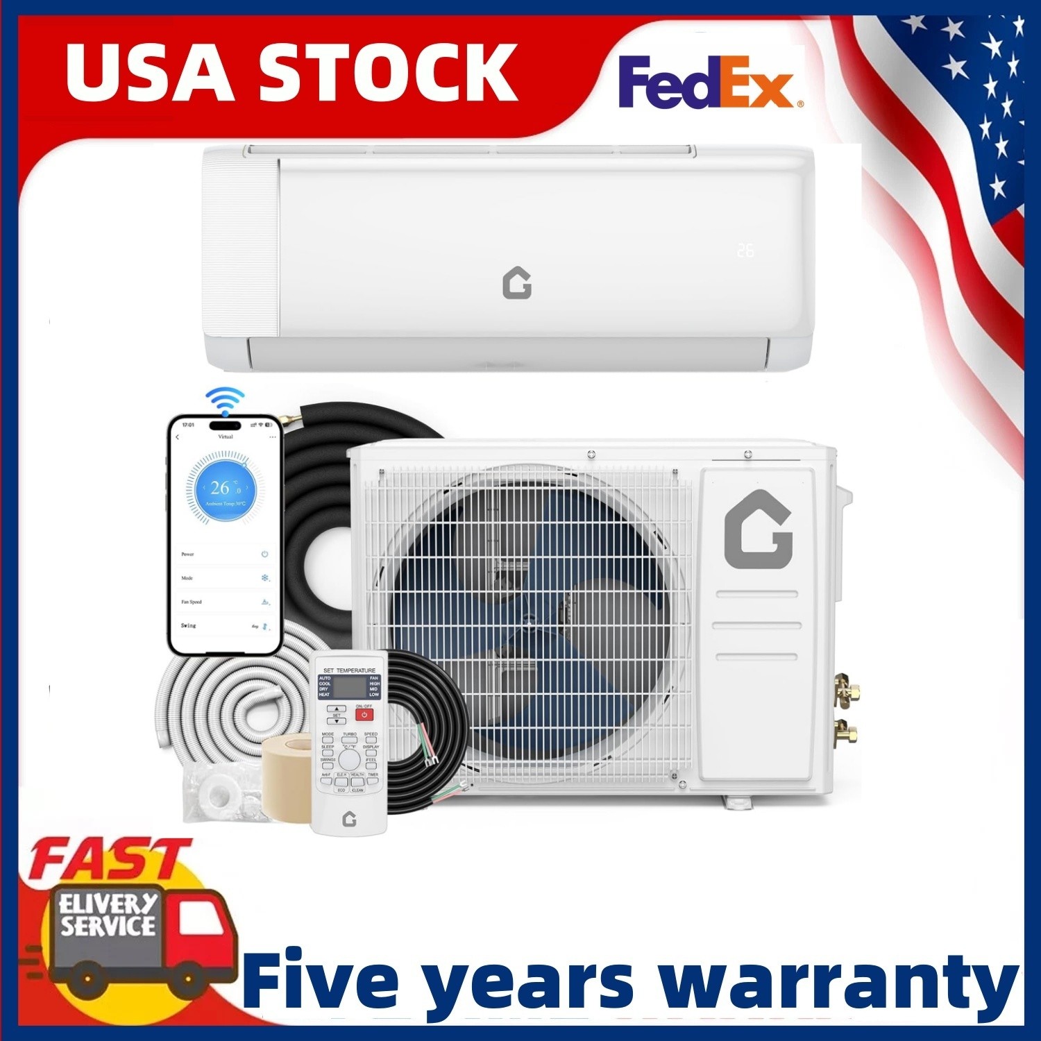 12000 BTU Mini Split Air Conditioner Ductless 21SEER Ductless AC w/Heat Pump A