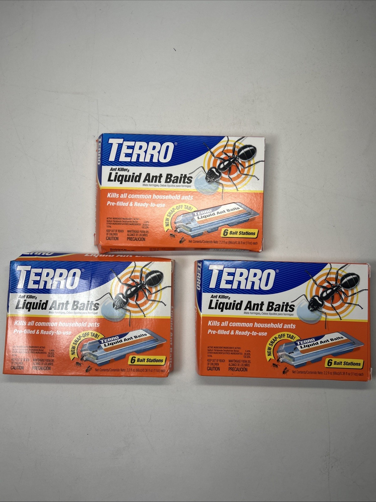 TERRO ~ ANT KILLER ll ~ LIQUID ANT BAITS ~ (3) BOX = (18) TOTAL BAIT STATIONS