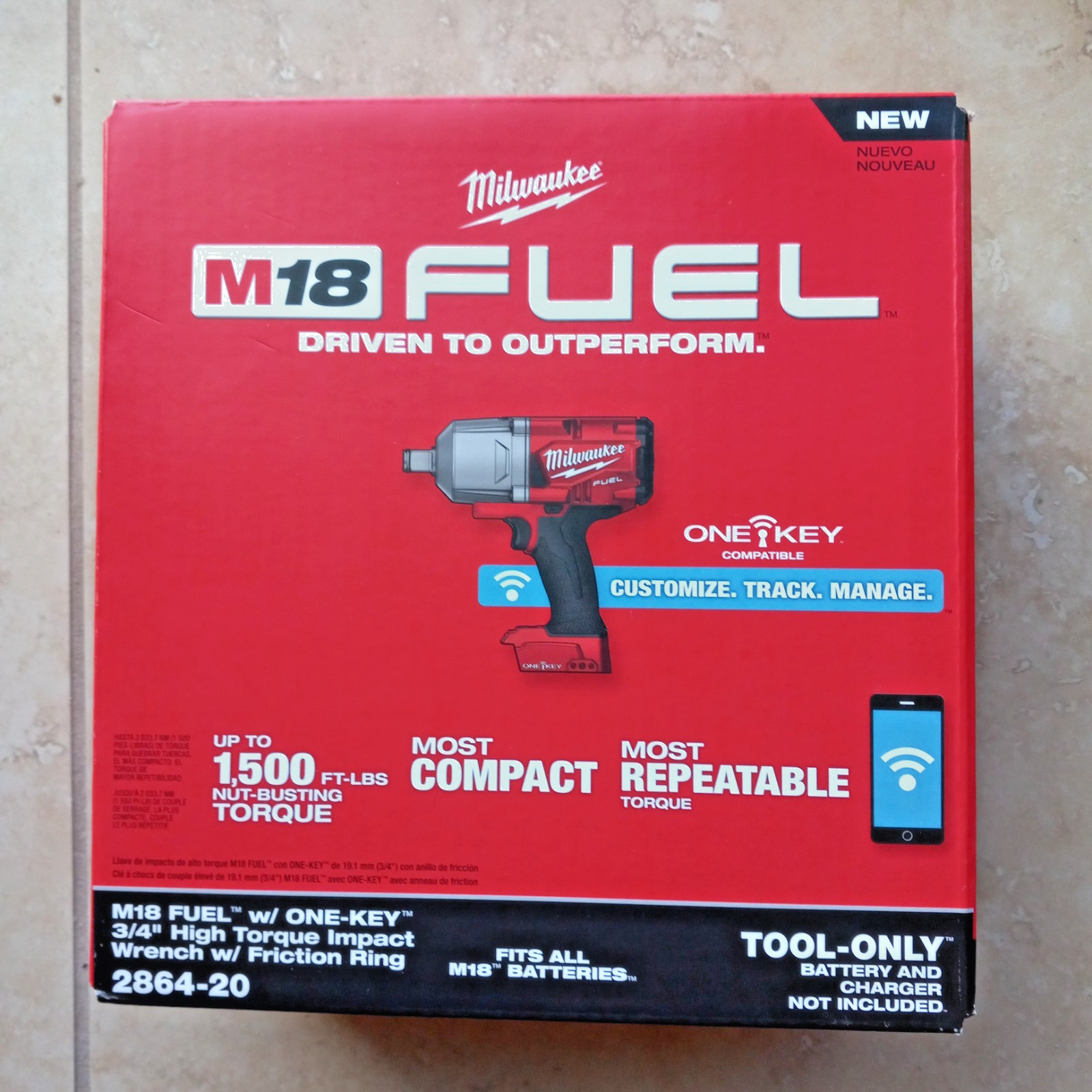 MILWAUKEE 2864-20 18V 3/4″ HIGH TORQUE IMPACT WRENCH M18 FUEL 1-KEY BARE TOOL