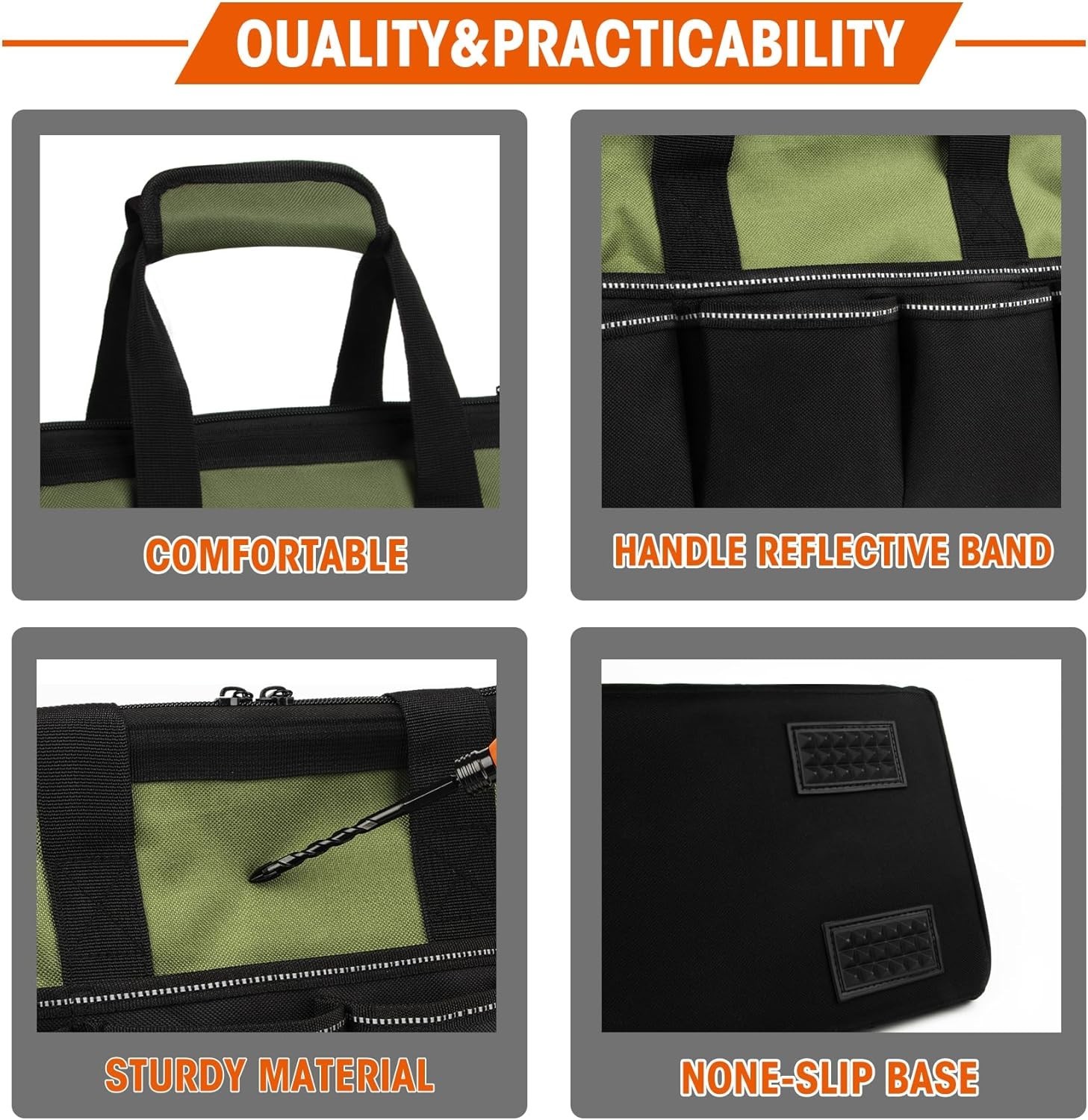 Bolsa de herramientas resistente, organizador portátil de 40 cm con 16 bolsillos