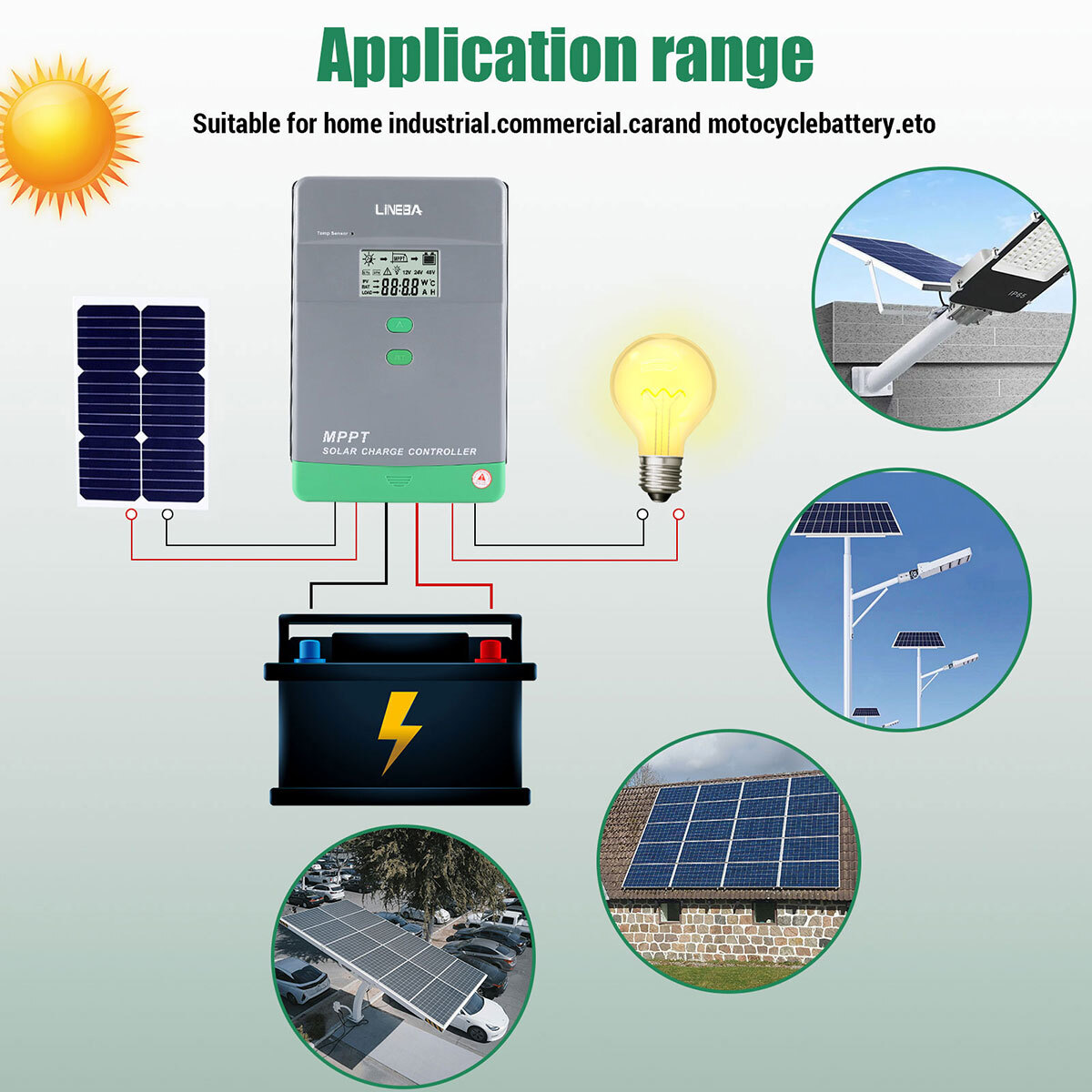 MPPT Solar Charge Controller 100 Amp 12V 24V 36V 48V Auto Solar Panel Controller