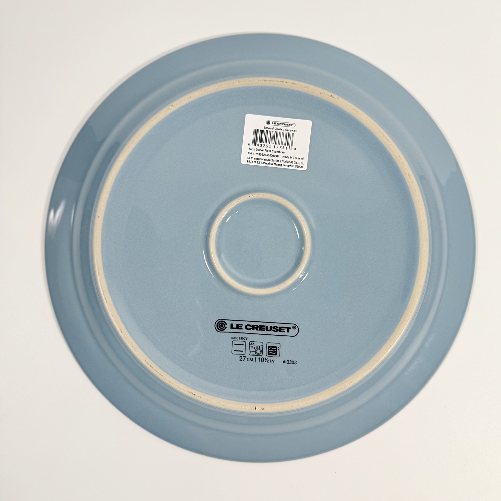 Le Creuset Chambray Dinner Plate Set of 2 27cm 10.5in Stoneware Seconds New