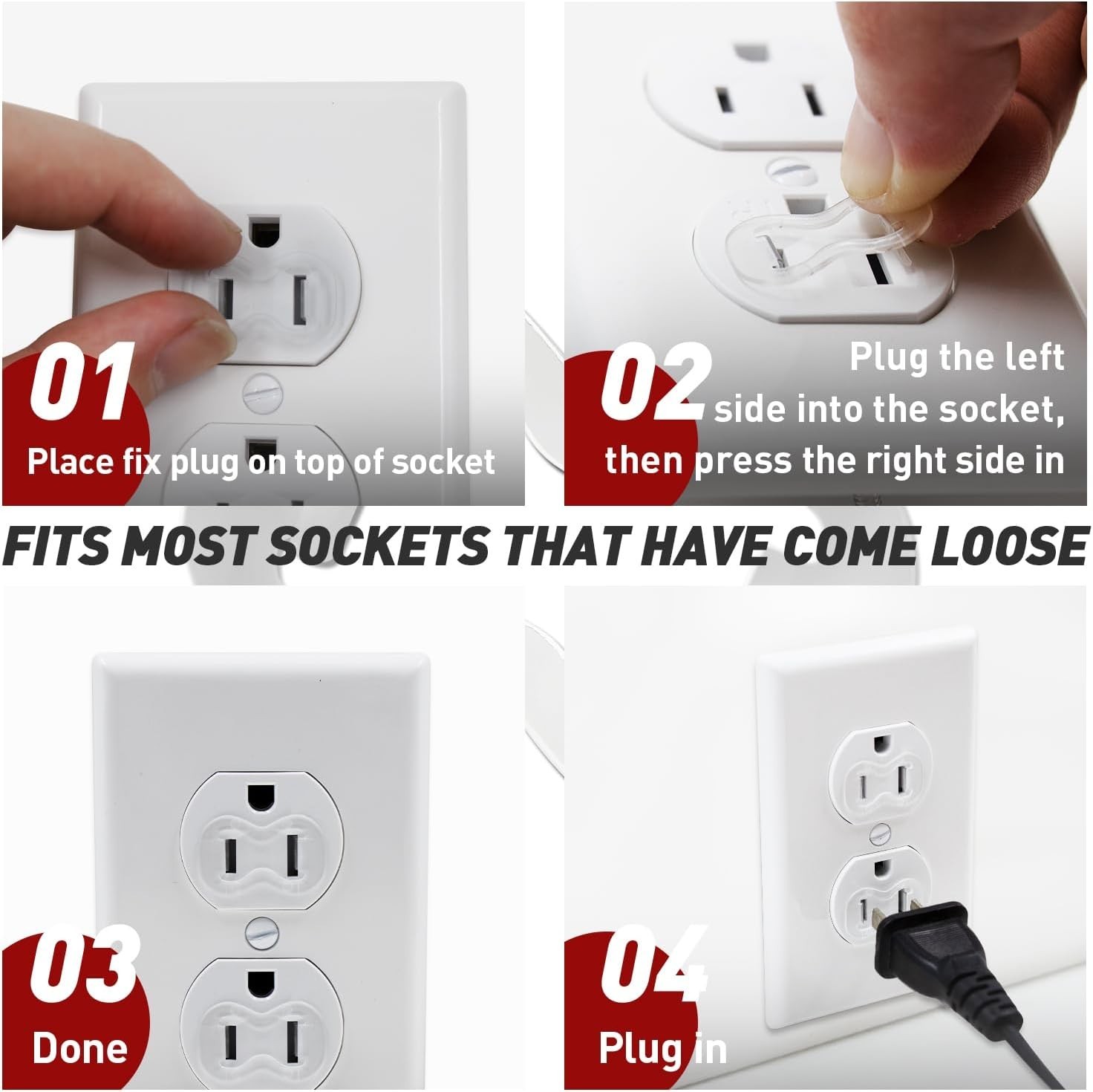 Durable 15-Pack Loose Outlet Fix Plug – Ensures Safe Power Connections, 110V