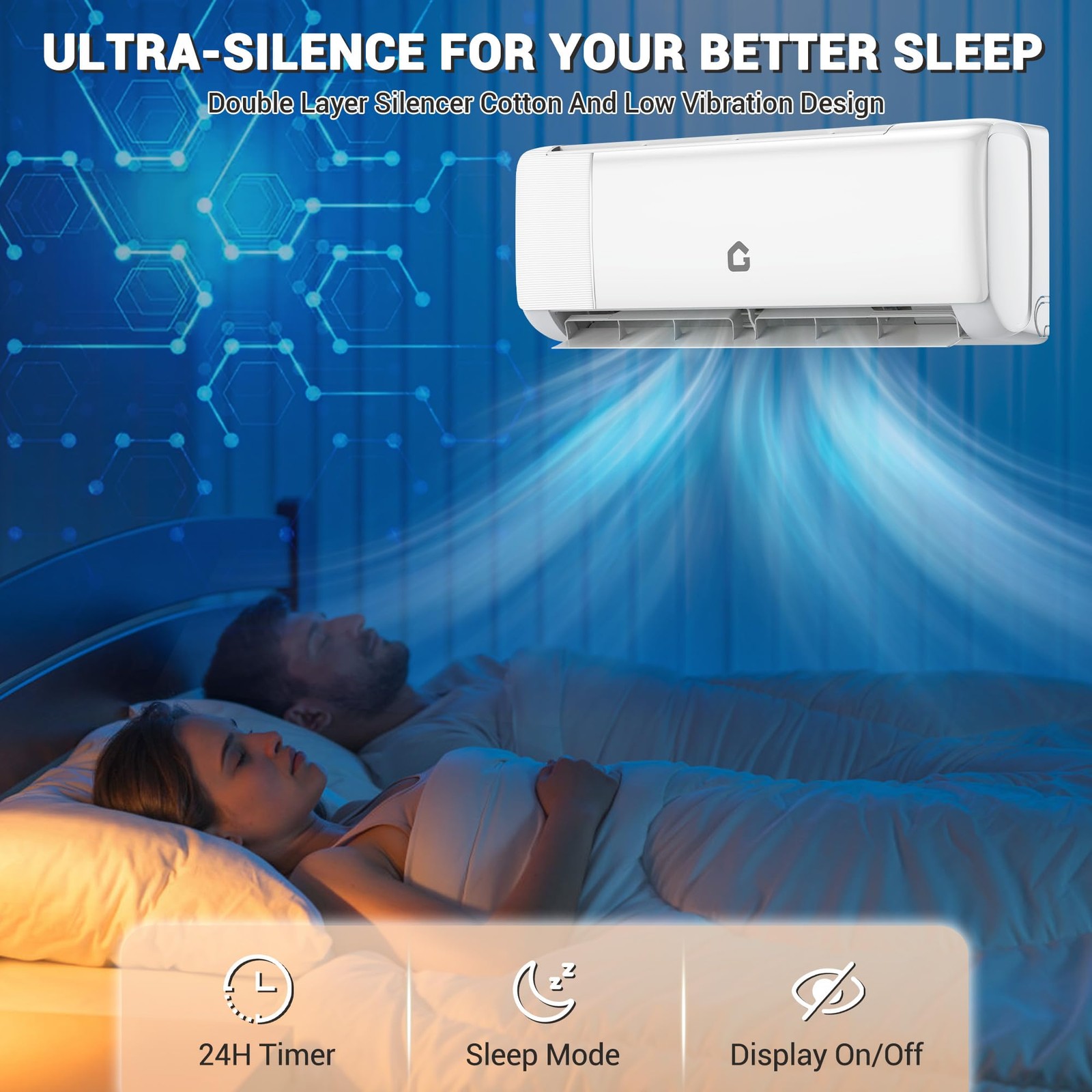 22 SEER 12000 BTU Mini Split Air Conditioner Inverter 115V WiFi Alexa 750 Sq Ft