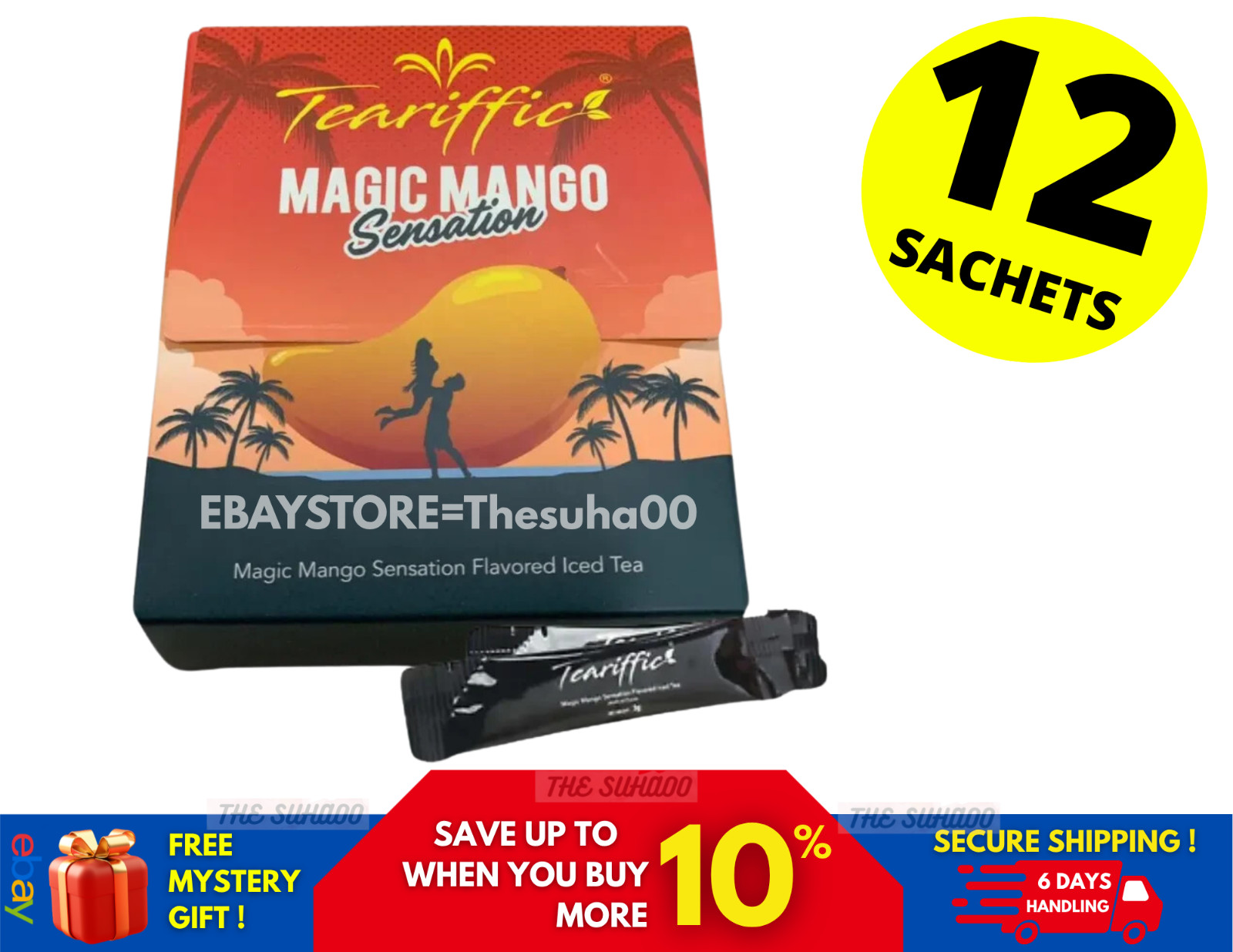 Teariffic Magic Mango Sensation Sexual Men Herb Energy Coffee 1 Box (12 Sachets)