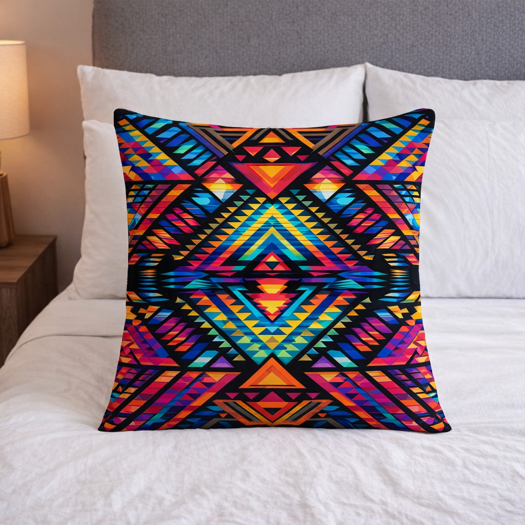 (2) Throw Pillows with Insert Aztec Native Design Art Deco Gift 18×18 DZ466
