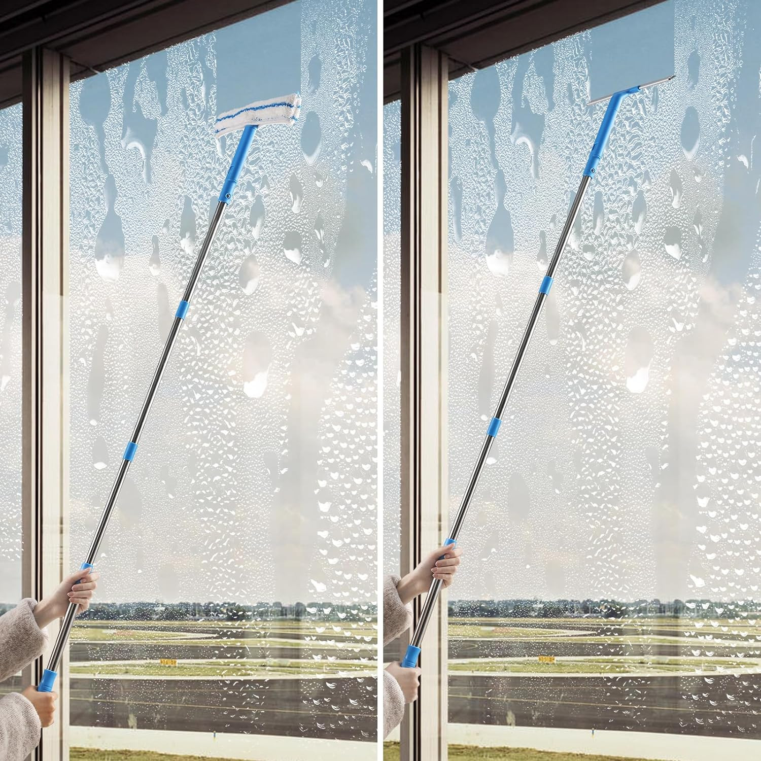 Professional Window Cleaning Kit 57IN, with Silicone Squeegee Blade, Microfib…