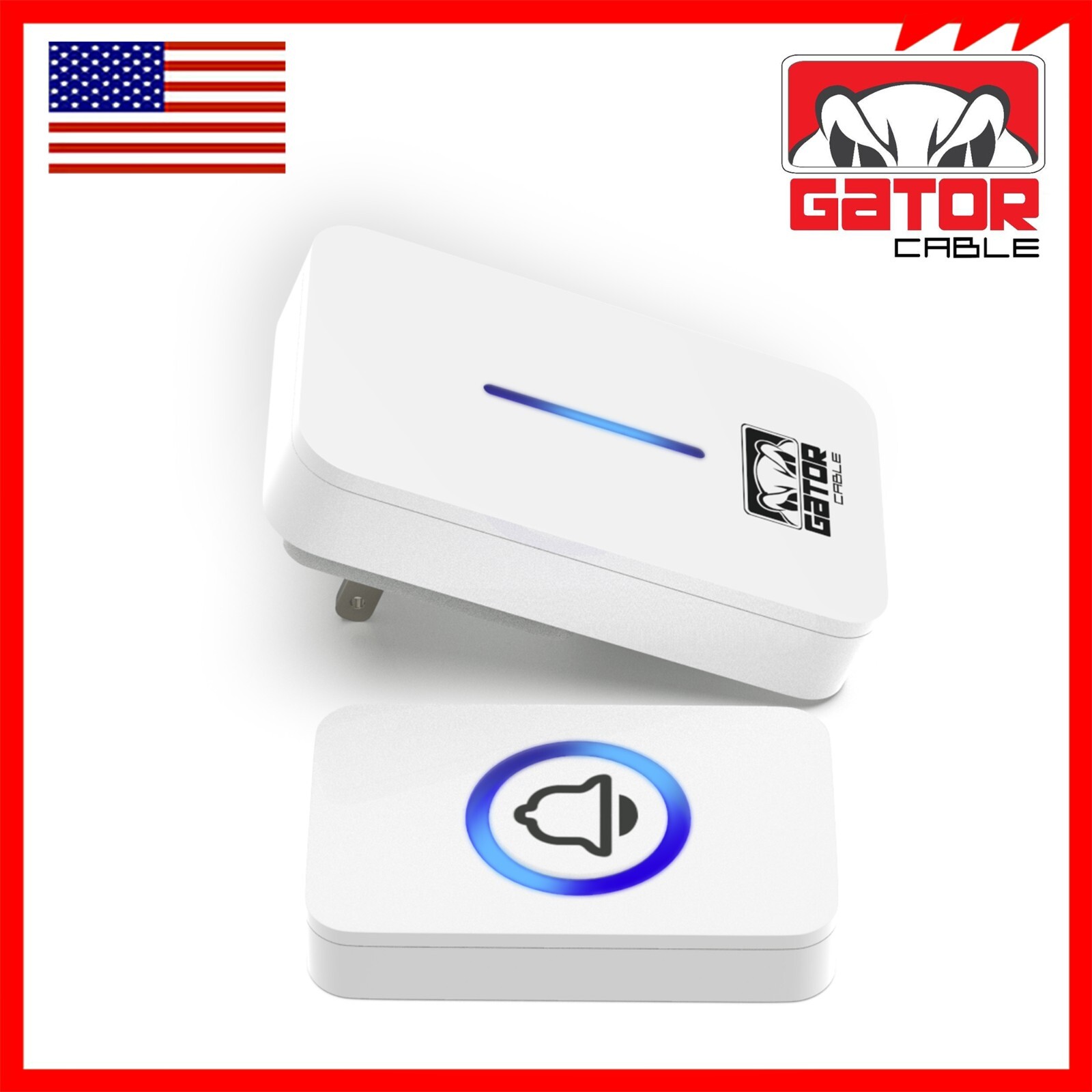Wireless Doorbell Chime Waterproof Plugin Receiver Adjustable Volume 1000FT LOUD