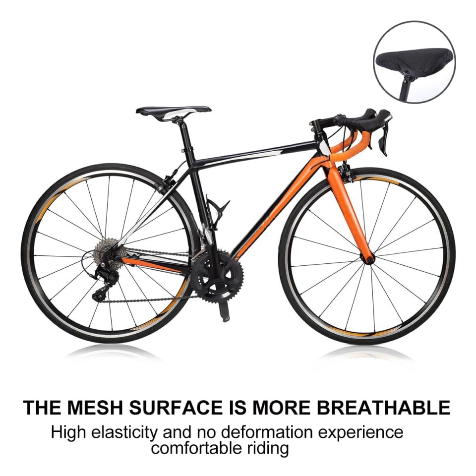 Breathable 3D Mesh Bike Seat Cover 9.25X8.26In Elastic Fit Saddle Cushion for…