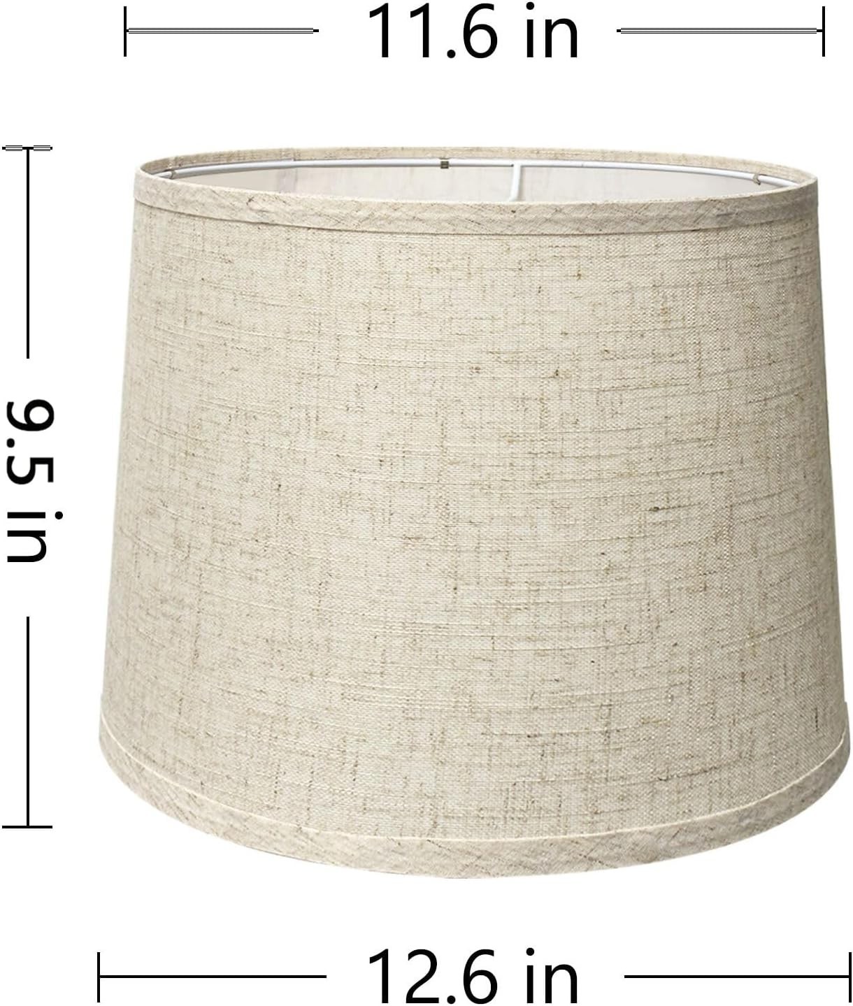 Beige Linen Fabric 11.6×12.6x 9.8in Drum Lamp Replacement Shade (Set of 2)