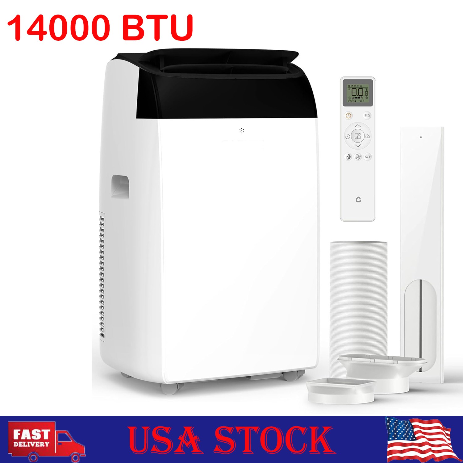 14000 BTU Portable Air Conditioners, 3-in-1 AC Unit Cools Rooms Up to 750 Sq.Ft