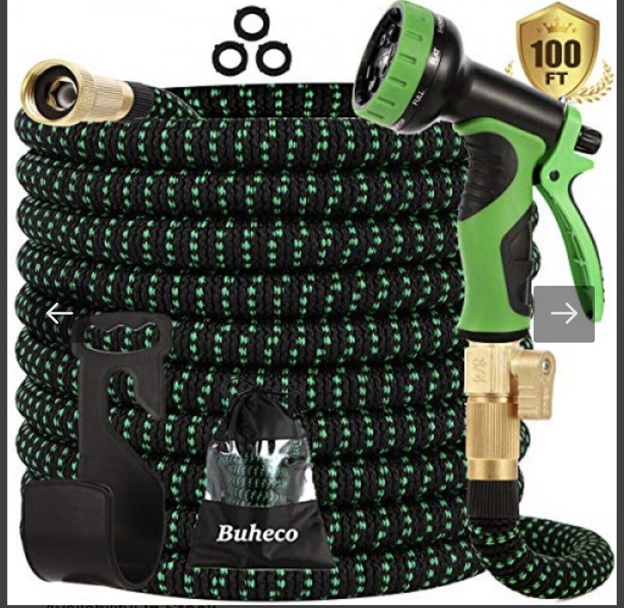 100ft Stronger Expandable Garden Hose Set 4-Layer Latex 10 Spray Nozzles Strong