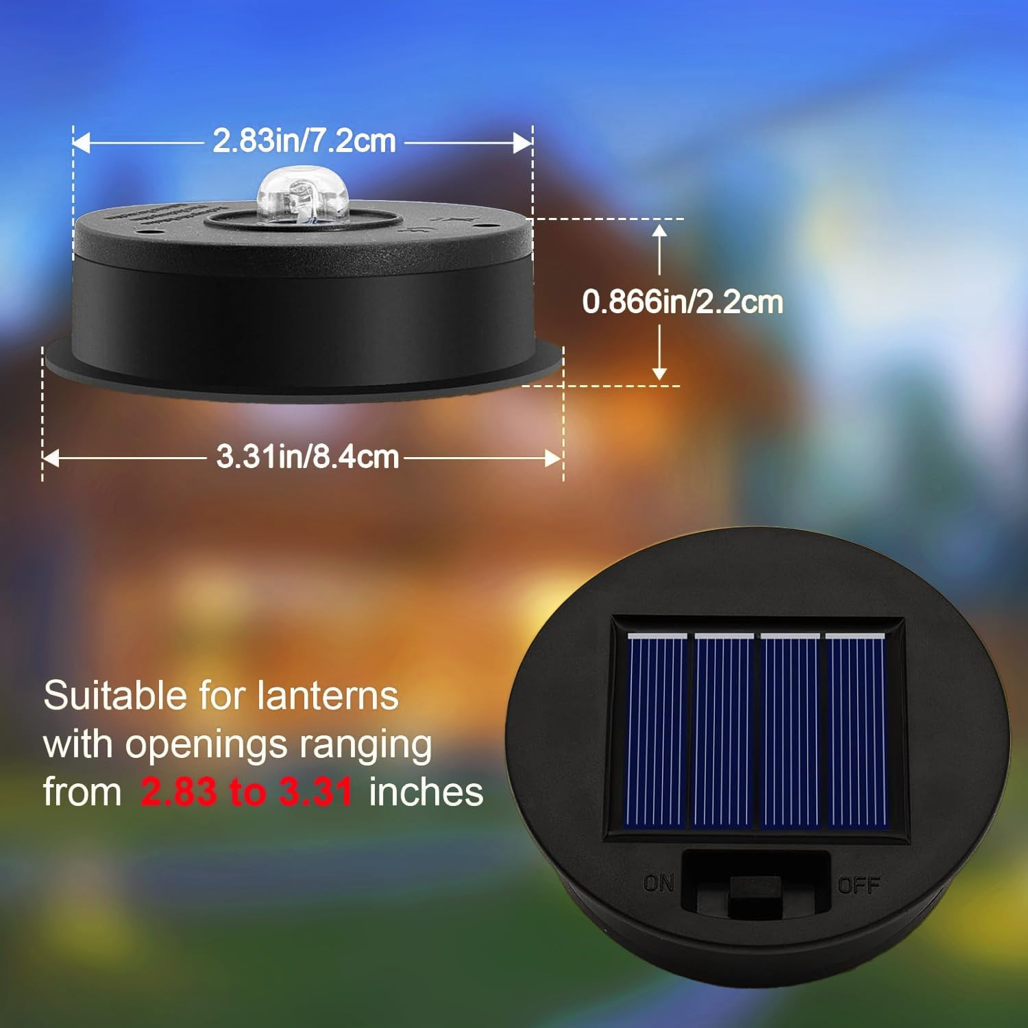 2 Pack Solar Light Replacement Top Parts(Top Size 3.15 Inch,Bottom Size 2.76 Inc