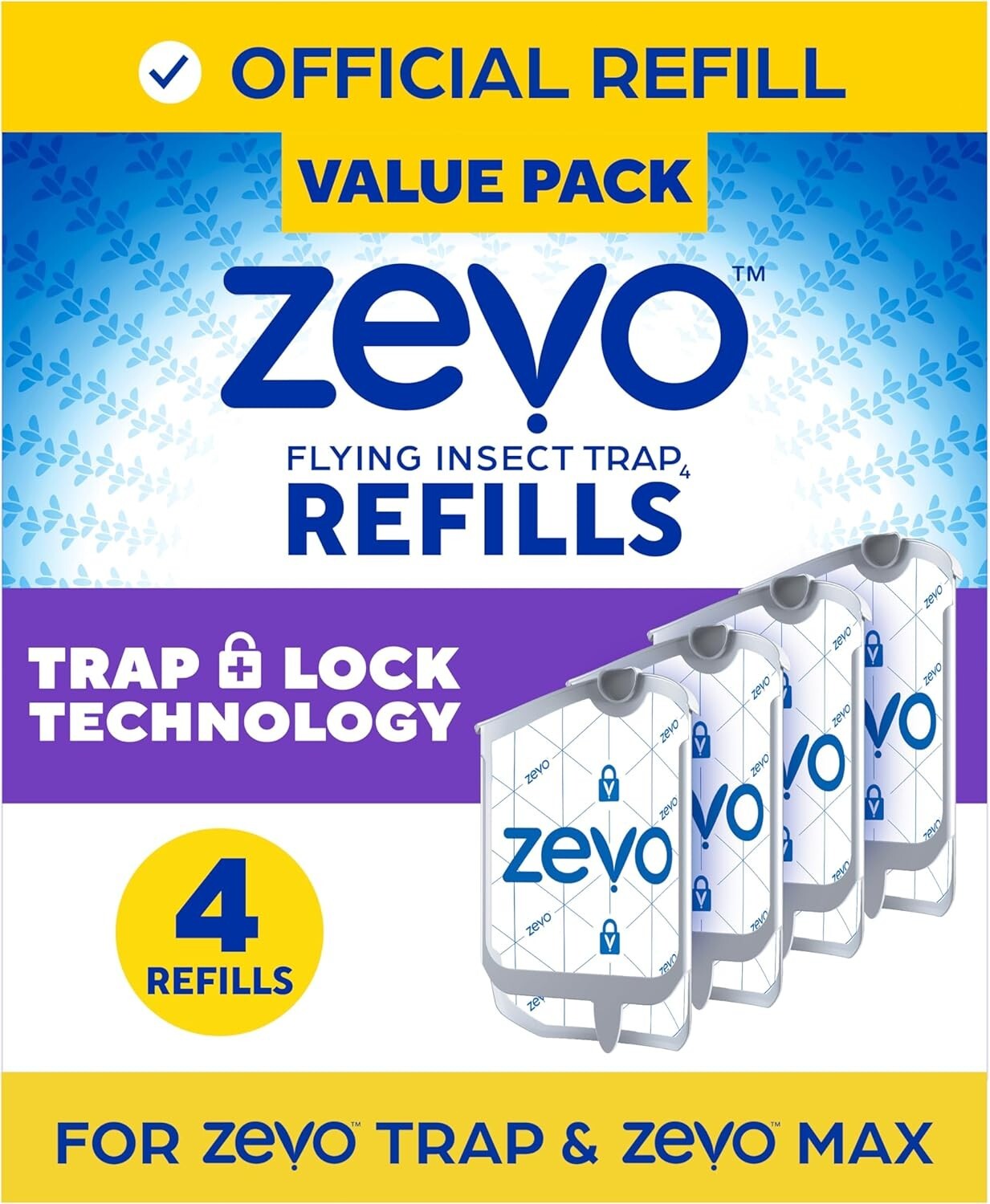Zevo Flying Insect Trap Refill Cartridges -Easy to Use (4 Refill Cartridges)