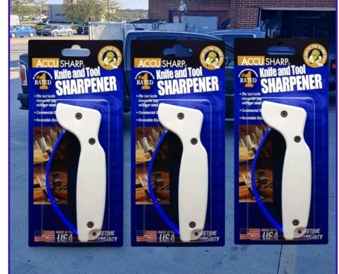 3 Pack AccuSharp Gloss Tungsten Carbide 1 stage Knife and Tool Sharpener..