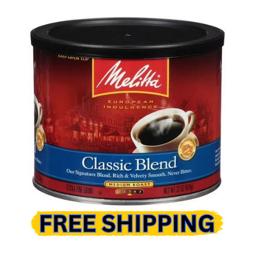 Melitta Classic Roast Caffeinated Canned Coffee, 22oz Can