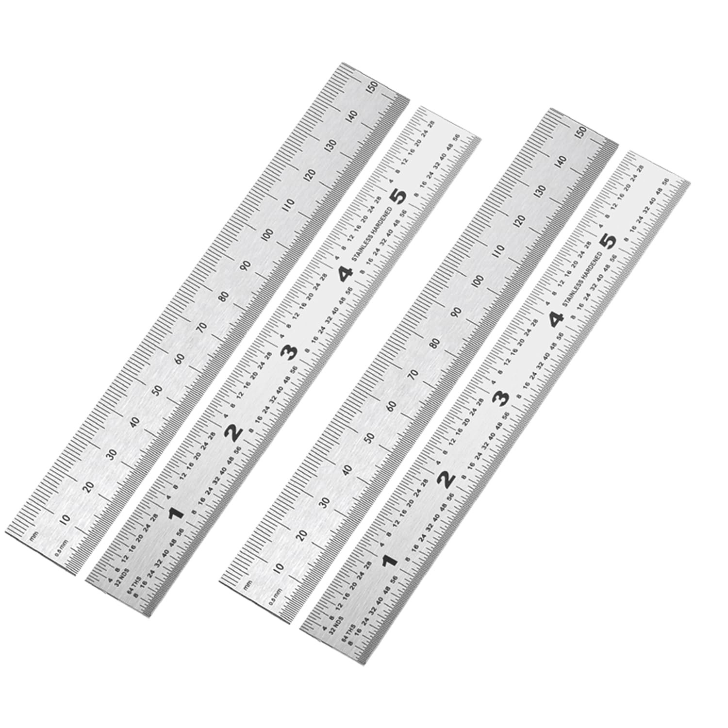 6 Inch Machinist Ruler, 4-Pack Stainless Steel Precision Scale Ruler with Inc…