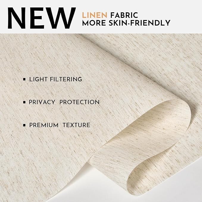 Blackout Motorized Cream Color Linen METechs Custom Size Cordless Roller Blinds