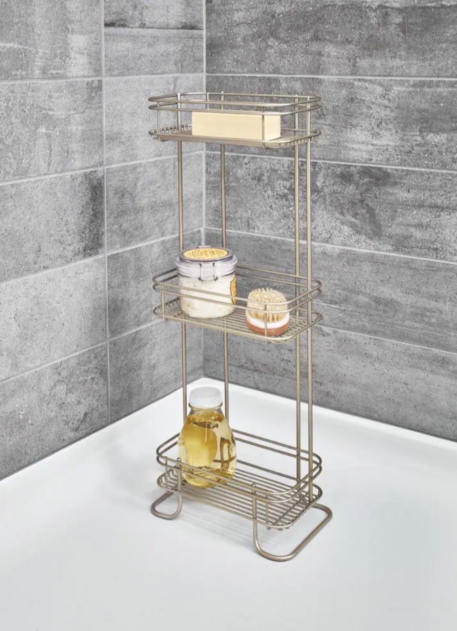 3-Tier Freestanding Shelf Shower Caddy Satin 10.3 in. x 6.5 in. x 25.9 in.